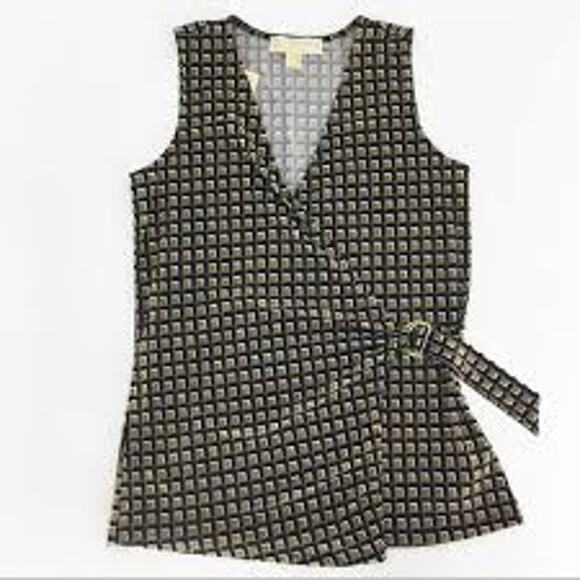 Michael Kors Surplice Double Ring Buckle Top - Picture 1 of 6